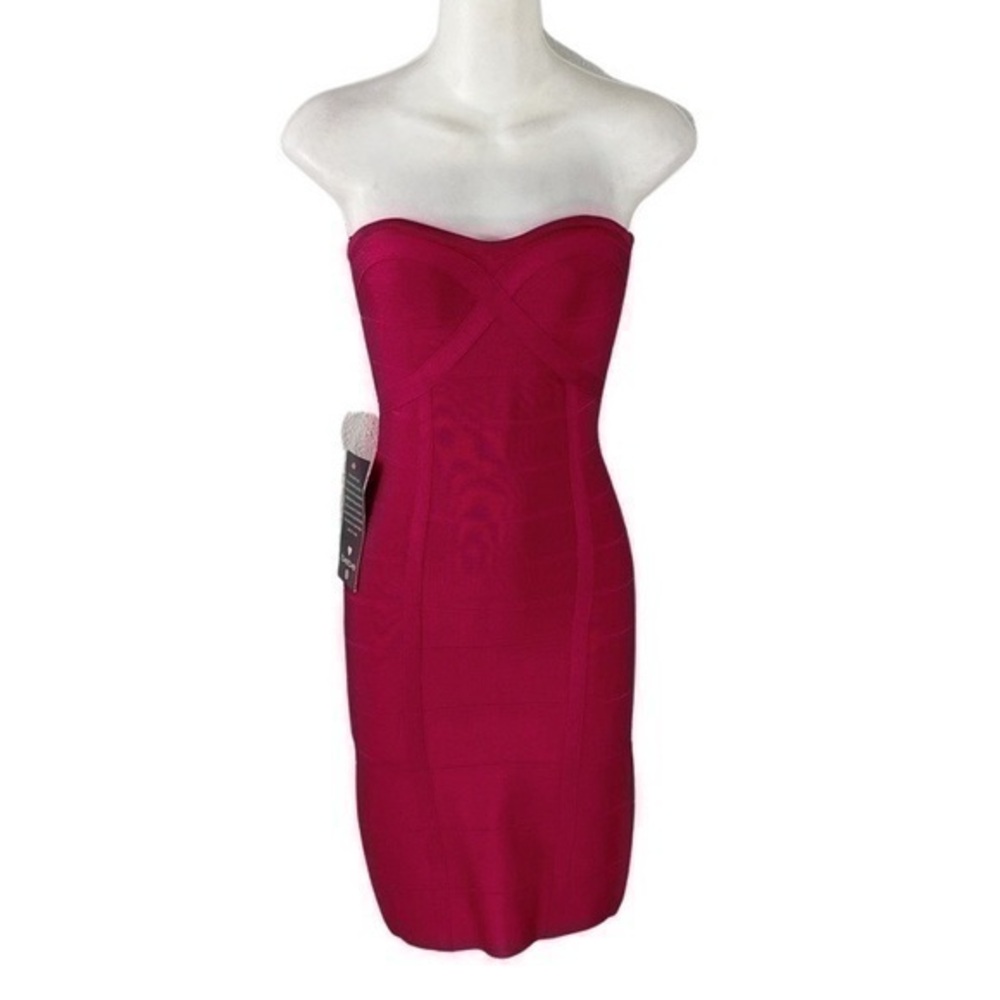 NWT Bebe red raspberry bandage strapless tube dress R22